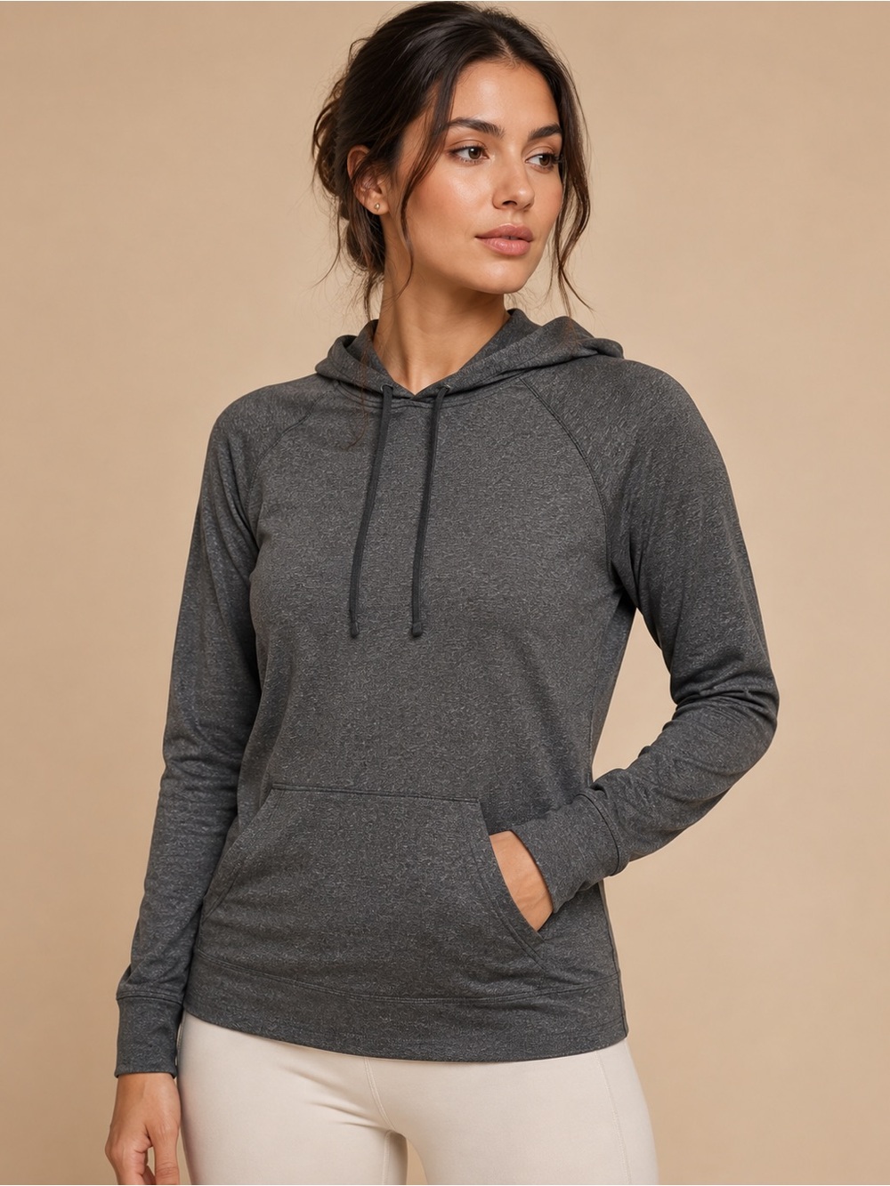 New York & Company Charcoal Hooded Pullover